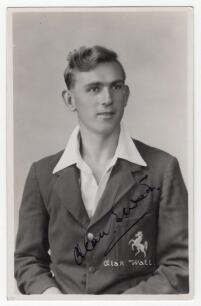 Alan Edward Watt. Kent 1929-1939. Mono real photograph studio portrait of Watt, half length wearing cricket attire and Kent blazer. Nicely signed in black ink to the photograph by Watt. Printed title &lsquo;Alan Watt&rsquo;. Date &lsquo;1936&rsquo; annotated in pencil to verso. 