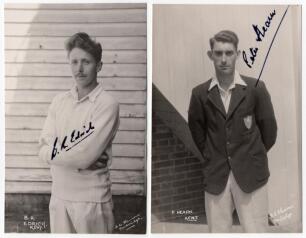 Kent. Brian Edrich and Peter Hearn. Two post-war mono real photograph plain back postcards, one of Brian Robert Edrich (Kent & Glamorgan 1947-1956), the other of Peter Hearn (Kent 1947-1956), both depicted three quarter length wearing cricket attire, Hear