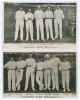 Lancashire C.C.C. c.1905. Two early mono real photograph postcards, both with Lancashire players standing full length in one row wearing cricket attire, printed title and players&rsquo; names to lower borders. One features five &lsquo;Gentlemen&rsquo;, Findlay, Poidevin, M