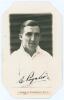Edward Paynter. Lancashire & England 1926-1945. Original mono real photograph postcard of Paynter depicted head and shoulders in cameo wearing cricket attire. Nicely signed in ink to the below the image by Paynter. Thin paper strip attached to lower borde