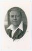 William Ewart Astill. Leicestershire & England 1906-1939. Mono real photograph plain back postcard of Astill in cameo, head and shoulders wearing cricket attire and blazer. Very nicely signed in black ink to the photograph by Astill. Official stamp to ver