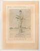 John Berry &lsquo;Jack&rsquo; Hobbs. Surrey & England 1905-1934. Original sepia real photograph postcard of Hobbs standing full length in batting pose in the nets. Nicely signed in ink to the photograph by Hobbs with greeting handwritten to top corner &lsquo;To F.G. Berkel - 3