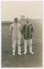 Arthur and Frank Gilligan. Sepia real photograph postcard of the brothers, Arthur Edward Robert Gilligan (Cambridge University, Surrey, Sussex & England 1919-1932) and Frank William Gilligan (Oxford University & Essex 1919-1929) standing together full len