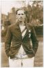Robert Strickland Gilbert Scott. Oxford University & Sussex 1930-1939. Sepia real photograph postcard of Scott standing three quarter length wearing cricket attire and Oxford blazer. Nicely signed in ink to the photograph by Scott. Printed title &lsquo;Mr. R.S.