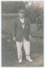 George Benjamin Street. Sussex & England 1909-1923. Sepia real photograph postcard of Street standing full length wearing M.C.C. tour cap and blazer, c.1923. Nicely signed in black ink to the photograph by Street. Official stamp to verso for Nias of Brigh
