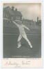 Henry Knollys &lsquo;Harry&rsquo; Foster. Oxford University & Worcestershire 1894-1925. Mono real photograph postcard of Foster in fielding pose catching a ball with title &lsquo;H.R.[sic] Foster (Worcester). I was waiting for that&rsquo;. Very nicely signed in black ink by Fost