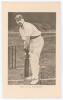 Tom Launcelot Taylor. Yorkshire 1899-1906. Early sepia postcard of Taylor full length in batting pose at the crease wearing Yorkshire cap. Nicely signed in black ink &lsquo;T.L. Taylor&rsquo; to the image. Wrench series 2944. Postally unused. Very good condition.
