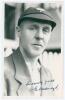 Edgar Oldroyd. Yorkshire 1910-1931. Mono real photograph plain back postcard of Oldroyd, head and shoulders wearing cricket attire, Yorkshire cap and blazer. Nicely signed in ink to the photograph &lsquo;Sincerely yours, E. Oldroyd&rsquo;. Official stamp to verso for