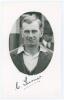 Cyril Turner. Yorkshire 1925-1946. Mono real photograph postcard of Turner in cameo, head and shoulders wearing cricket attire and blazer. Very nicely signed in black ink to the lower border by Turner. Official stamp to verso for A. Wilkes & Son, West Bro