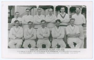Cambridge University C.C. 1950. Mono real photograph plain back postcard of the Cambridge University team of 1950, the players seated and standing rows wearing cricket attire. Printed titles and players&rsquo; names to lower borders. Notable players featured in