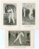 South Africa tour to England 1907. Three rare and early mono postcards of members of the 1907 South Africa touring party published by Gale & Polden of Portsmouth. One features Aubrey Faulkner batting in the nets with printed title to lower border &lsquo;J.A. [s