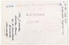 Geoffrey Osborne &lsquo;Geoff&rsquo; Rabone. Wellington, Auckland & New Zealand 1940-1960. Mono real photograph plain back postcard of Rabone, head and shoulders wearing tour blazer. Nicely signed in ink to the photograph by Rabone and dated 1949. Official stamp to v - 2