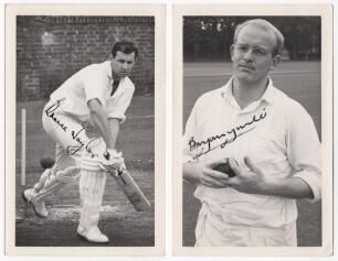 New Zealand. Bryan Yuile and Bruce Taylor 1969. Two mono real photograph plain back postcards, one of B.W. Yuile (Central Districts & New Zealand 1959-1972) depicted half length wearing cricket attire and holding a ball, the other of B.R. Taylor (Canterbu