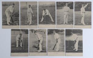 Player postcards early 1900s. A selection of mono/ sepia postcards including nine Wrench Series of individual players, H.R. Butt series no. 1385, J.T. Brown no. 1386, J.T. Tyldesley no. 1387, W. Rhodes no. 1388, L.C. Braund no. 1389, G.H. Hirst no. 1391, 