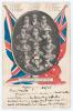 The Ashes. &lsquo;Warner&rsquo;s English Cricket Team&rsquo; to Australia 1903/04. Early colour and mono postcard showing cameo images of the team to centre surrounded by colour England and Australian flags. Printed players&rsquo; names to top border. M&rsquo;Neill & Bruce Print. Corr