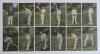 &lsquo;England Test cricketers c.1909. Twelve original colour postcards of England players depicted full length in cricket attire. Includes six &lsquo;National Series&rsquo; No. 773 of A. Lilley, G.[sic] Hobbs, G. Hirst, J. Tyldesley, A.O. Jones and G.L. Jessop, and six Se