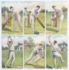 Misch & Co., &lsquo;Cricketers&rsquo; Series No. 478 c.1907. Full set of six colour postcards of illustrations of cricketers by Fred. S. Howard depicting various batting and fielding terms. Titles are &lsquo;Bowled&rsquo;, &lsquo;A Cut to leg&rsquo;, &lsquo;A close shave&rsquo;, &lsquo;A catch in the slips&rsquo;,
