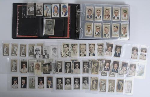 Cigarette cards 1920s onwards. A selection of cigarette cards including complete sets of fifty cards by John Player and Sons &lsquo;Cricketers Caricatures by &ldquo;RIP&rdquo;&rsquo; 1926, &lsquo;Cricketers 1930&rsquo;, &lsquo;Cricketers 1934&rsquo;, &lsquo;Cricketers 1938&rsquo;, W.D. & H.O. Wills &lsquo;Cricketers 192