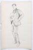 Charles Burgess Fry. Sussex, Hampshire, Oxford University, Europeans & England 1892-1922. Excellent large original lithograph of a pencil drawing of Fry by &lsquo;Will R [William Rothenstein]&rsquo; printed by &lsquo;T. Way, Impt&rsquo;, London&rsquo;. Taken from the book &lsquo;Oxford Char