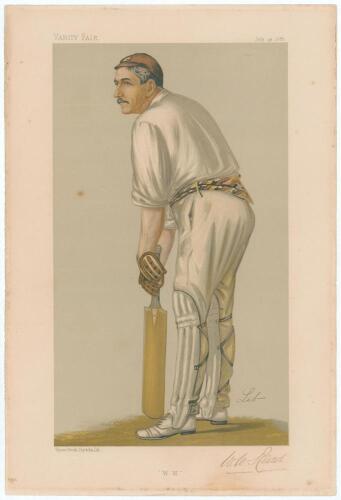 Walter William Read. Surrey & England 1873-1897. Signed Vanity Fair colour chromolithograph of Read. &lsquo;W.W.&rsquo;. 28th July 1888 by LIB. Nicely signed by Read in black ink to lower right border. Odd foxing spots to image and border, minor repair to two corner