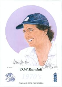 &lsquo;England Test Cricketers 1970s&rsquo;. Denise Dean. Twelve individual colour prints by artist Denise Dean from the series of 1970s &lsquo;England Test Cricketers&rsquo;. Each signed by the artist and limited to 100 prints produced, various limitation numbers. Seven of the 