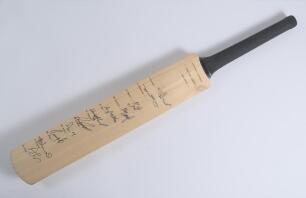 Pakistan tour of England 2010. Full size cricket vat with printed title to top and players names to side. The bat signed by the Pakistan team who played England at Lord&rsquo;s in the 4th Test on the 26th to 29th August 2010. Signatures are Salman Butt (Cpt), F