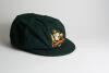 Australian dark green wool Test cap embroidered with the Australia emblem and below &lsquo;1972&rsquo; in gold thread. Size label inside cap &lsquo;7&rdquo;. Internally appears to have been match worn and in good condition. Ownership unknown.