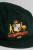 Australian dark green wool Test cap embroidered with the Australia emblem and below &lsquo;1972&rsquo; in gold thread. Size label inside cap &lsquo;7&rdquo;. Internally appears to have been match worn and in good condition. Ownership unknown. - 2