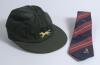 Leicestershire C.C.C. 1st XI players&rsquo; cap and James Whitaker benefit tie 1993. The cap is believed to have been Whitaker&rsquo;s but cannot be confirmed. The cap with crack to peak, otherwise in good condition. Qty 2.