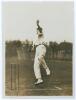 Maurice William Tate. Sussex & England 1912-1937. Original sepia press action photograph of Tate in bowling pose mid-delivery wearing cricket attire and cap. The photograph by Sport & General, London c.1920, measures 6&rdquo;x8&rdquo;. Wear and nicks to edges, otherw