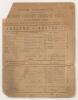 The Ashes. &lsquo;England v. Australia&rsquo; 1880. The First Test Match held in England. Early and rare original single sided scorecard for the match played at Kennington Oval, 6th- 8th September 1880. The scorecard with the players listed for the start of play and 