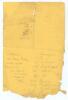 &lsquo;Sussex v. Australians&rsquo; 1884. Early original single sided scorecard printed on yellow paper with printed scores showing the position at the close of play on the second day of the tour match played at Hove, 24th- 26th July 1884. Sussex had posted a strong - 2