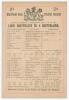 Australia tour to England 1893. &lsquo;Lord Sheffield&rsquo;s XI. v. Australians&rsquo;. Early original single sided scorecard with complete printed scores for the match played at Sheffield Park, Uckfield, 8th- 10th May 1893. In the opening match of the 1893 tour, a strong