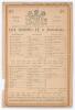 Australia tour to England 1896. &lsquo;Lord Sheffield&rsquo;s XI. v. Australians&rsquo;. Early original single sided scorecard with complete printed scores for the match played at Sheffield Park, Uckfield, 11th- 13th May 1896. In the opening match of the 1896 tour, the Aus