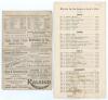 South Africa tours to England 1907 & 1924. Two official double-sided scorecards for tour matches. Nottinghamshire v South Africans, Trent Bridge 12th- 14th 1907, incomplete printed and untidily handwritten scores in pencil. Nottinghamshire won by five wic - 2