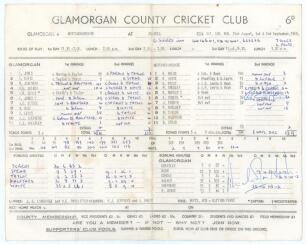 &lsquo;Garry Sobers. World Record. Six Sixes in an Over&rsquo;. Glamorgan v Nottinghamshire 1968. Official scorecard for the historic match played at St. Helen&rsquo;s, Swansea from the 31st August to the 2nd September 1968. Garry Sobers hit six sixes off the bowling of Ma