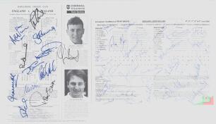 England v New Zealand 1994 & 2008. Two signed official Test match scorecards. One for the drawn 2nd Test, Lord&rsquo;s 1994, complete printed scores, with twelve signatures including Atherton, Gooch, Fraser, Such, Stewart, DeFreitas, Hick, White, Smith and Rhod