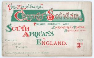 South Africa tour of England 1907. &lsquo;&rdquo;The Eventoscope&rdquo; Cricket Souvenir. South Africans v England. Complete list of fixtures&rsquo;. Edited by W. Smith Herbert. Published and printed by Gale & Polden Ltd, London & Aldershot 1907. 38pp plus adverts. Oblong shaped