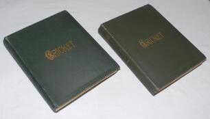 &lsquo;Cricket: A Weekly Record of the Game&rsquo;. Volumes XIX nos. 530-559 (25th January to 20th December 1900) & XX nos. 560-589 (31st January to 19th December 1901). Illustrated. Original publishers cloth with titles in gilt. Both volumes complete with title and 