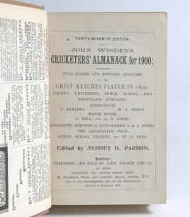 Wisden Cricketers&rsquo; Almanack 1900 and 1902. 37th & 39th editions. Bound in light brown boards, lacking original wrappers, with title and date in gilt to spine. The 1900 edition with original rear wrapper which has loss to corners otherwise in good conditio