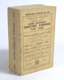 Wisden Cricketers&rsquo; Almanack 1929. 66th edition. Original paper wrappers. Minor faults to spine paper otherwise in very good condition