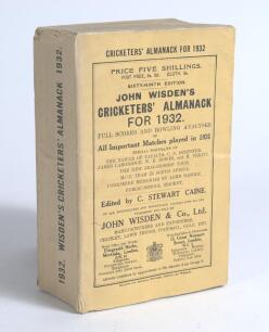 Wisden Cricketers&rsquo; Almanack 1932. 69th edition. Original paper wrappers. Minor faults to spine paper otherwise in good/very good condition