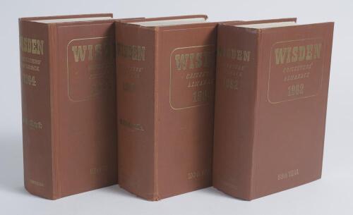 Wisden Cricketers&rsquo; Almanack 1962 to 1964. Original hardback editions. All with slight wear to gilt titles, odd faults otherwise in good/very good condition. Qty 3
