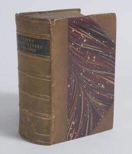Wisden Cricketers&rsquo; Almanack 1898 to 1900. 35th-37th editions. All three editions bound as one in brown and marbled half leather boards, lacking original paper wrappers, with title and date in gilt to spine, red speckled page edges. Pages checked, lacking 