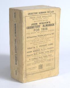 Wisden Cricketers&rsquo; Almanack 1928. 65th edition. Original paper wrappers. Some wear to original wrappers, some wear and minor loss to spine paper, old tape marks to back wrapper otherwise in good condition