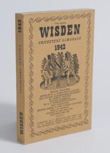 Wisden Cricketers&rsquo; Almanack 1942. 79th edition. Original limp cloth covers. Only 4100 paper copies printed in this war year. Very good/excellent condition. Rare war-time edition