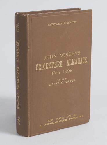 Wisden Cricketers&rsquo; Almanack 1899. 36th edition. Original hardback. Odd very minor faults otherwise in very good condition. A very rare early hardback edition