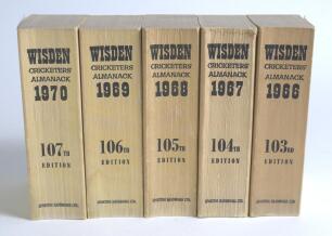 Wisden Cricketers&rsquo; Almanacks 1966 to 1970. Original cloth covered covers. Good condition. Qty 5