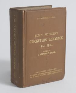 Wisden Cricketers&rsquo; Almanack 1930. 67th edition. Original hardback. Minor marks to boards, some wear to head and base of spine paper and board extremities otherwise in good condition