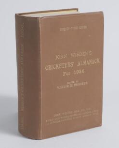 Wisden Cricketers&rsquo; Almanack 1936. 73rd edition. Original hardback. Very slight dulling to front board gilt titles, very minor wear to boards and spine paper, internally in very good condition
